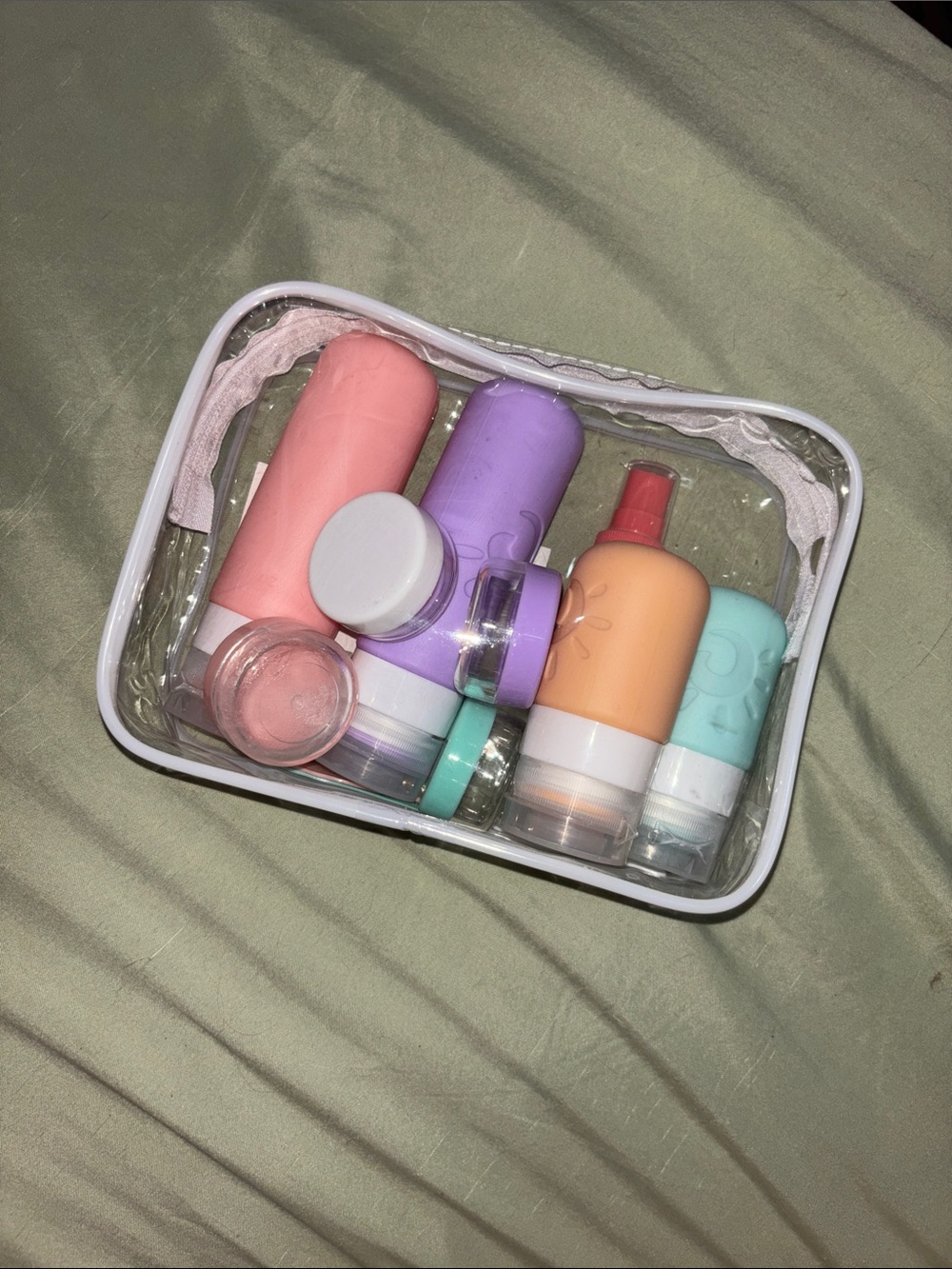 Silicone Travel Skincare Bottle Set - Pastel Pink, Purple, Peach, Mint